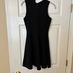 Black A Line dress, buttons at neck